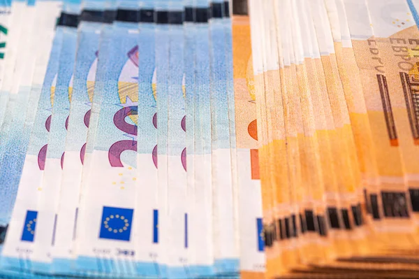 Contesto Monetario Delle Banconote Euro Primo Piano Delle Banconote Euro — Foto Stock