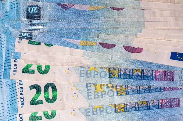 Avvicinamento Della Banconota Venti Euro Moneta Euro — Foto Stock