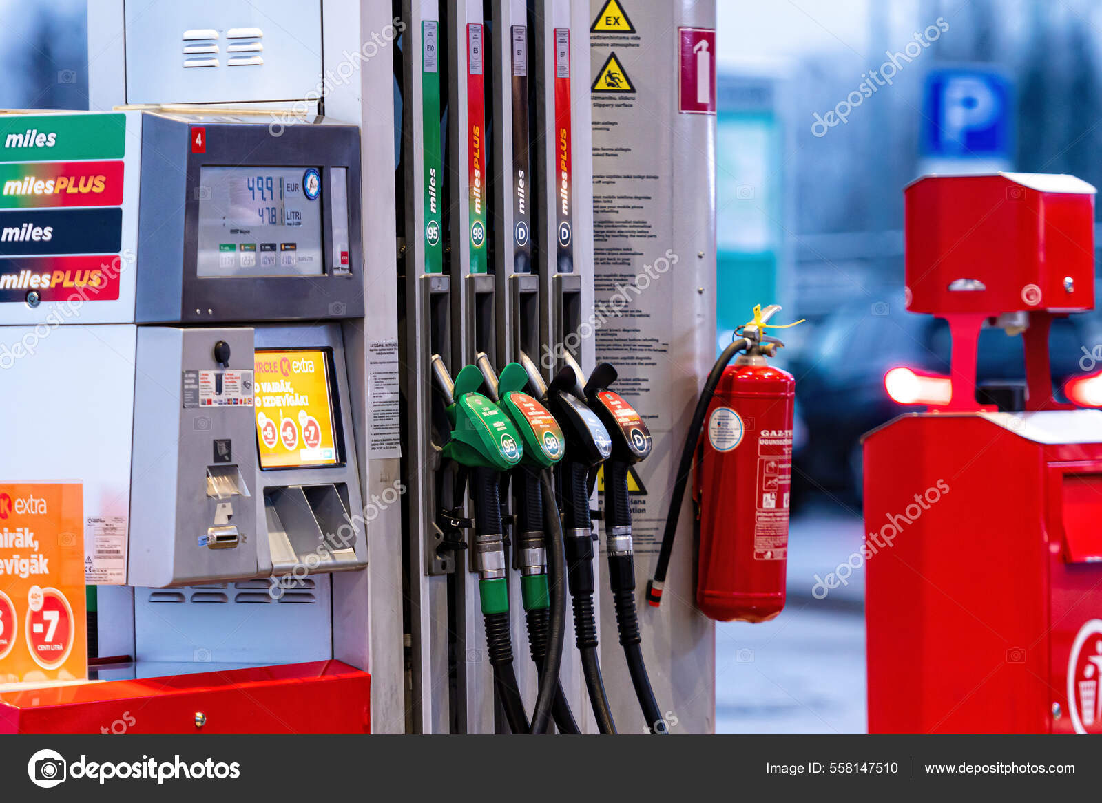 Riga Latvia January 2021 Circle Gas Station Fuel Oil Gasoline.