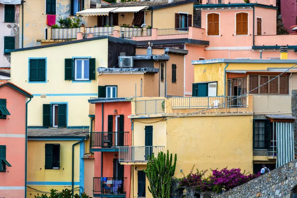 Vista Panorâmica Casas Coloridas Cinque Terre Aldeia Riomaggiore Manarola Itália — Fotografia de Stock