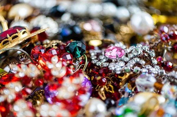 Bijoux Bijoux Fantaisie Diverses Pierres Minéraux Pierres Précieuses Gros Plan — Photo