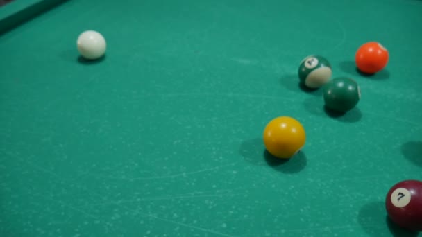 Gioco Biliardo Con Palline Colorate Numerate Palla Tavolo Verde Palline — Video Stock