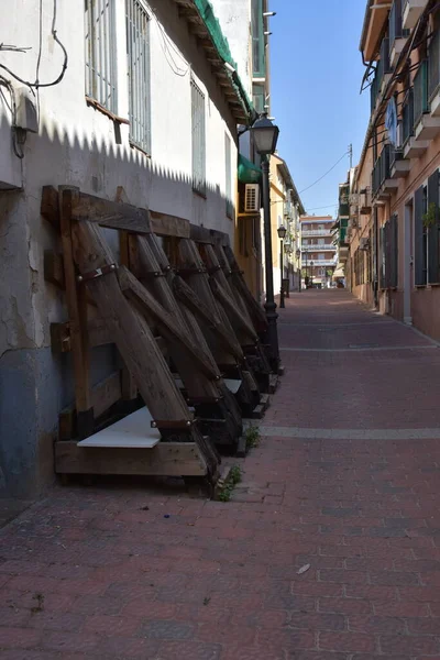 Part Old Scaffolding Placed House Renovation — Stok fotoğraf