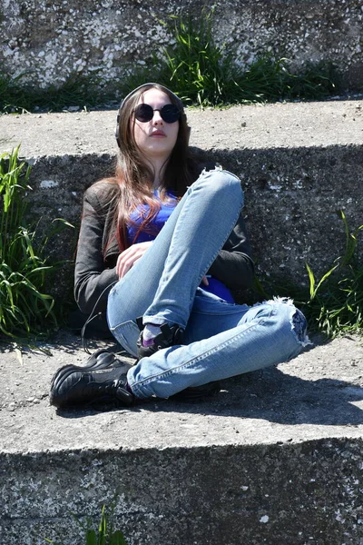 Mooi Portret Van Een Meisje Landschap — Stockfoto