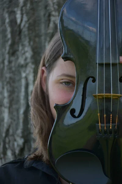 Violino Preto Olhos Rosto — Fotografia de Stock