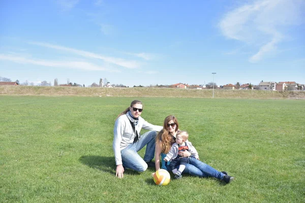 Familienfoto Hintergrund Der Landschaft — Stockfoto