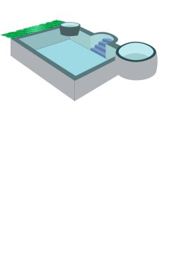 Beyaz arkaplanda yüzme havuzu illüstrasyonu,