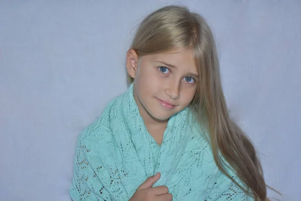 Close Portrait Blonde Adorable Girl — стоковое фото