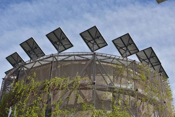 Detail View Hydroponic Garden Solar Panels Roof — ストック写真