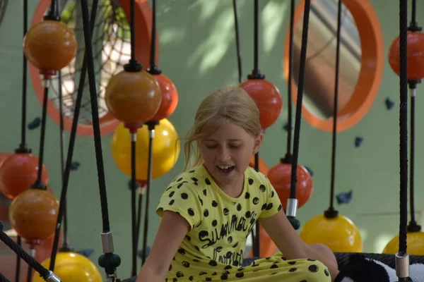 Little Girl Toy Swing — Fotografia de Stock