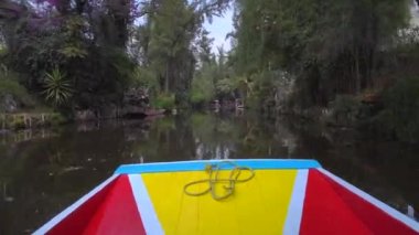 Xochimilco 'daki Renkli Teknede Kanal Turu' nun Zamanı. Mexico City CDMX, Meksika