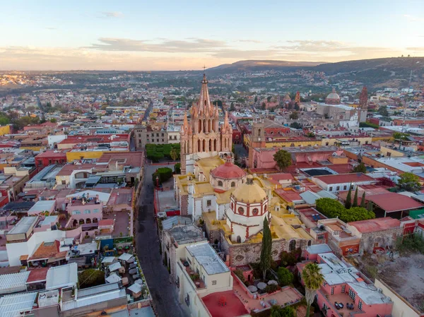 San Miguel Allende Guanajuato Mexiko Flygfoto Vid Soluppgången — Stockfoto