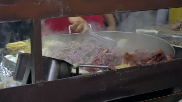 Taquería Mexicana Aire Libre Comida Callejera Restaurante Donde Dos Mexicanos — Vídeos de Stock