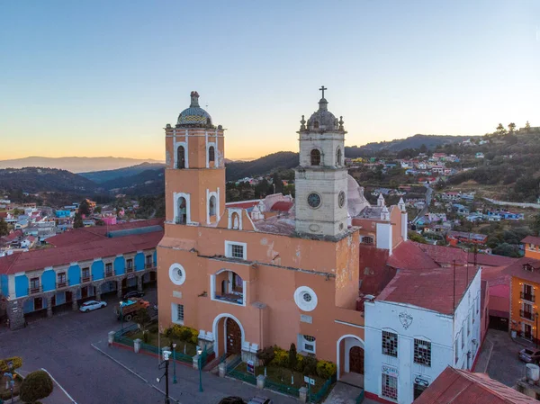 Vista Aérea Uma Igreja Real Del Monte México Foto Alta — Fotografia de Stock