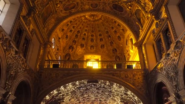 Gimbal Shot Reach Interior Santo Domingo Guzman Templo Cathedral Church — Stock Video