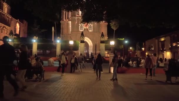 Smooth Gimbal Footage Great Parroquia San Miguel Arcangel Pink Sandstone — ストック動画