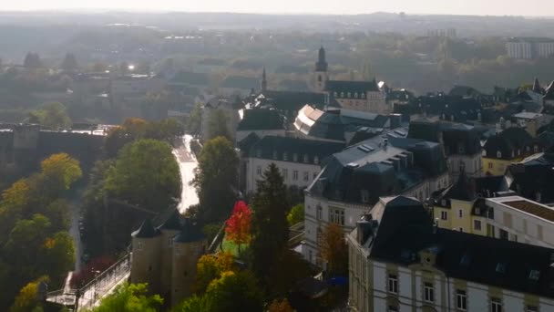 Luftaufnahme Des Historischen Zentrums Luxemburg Stadt Der Hauptstadt Des Königreichs — Stockvideo