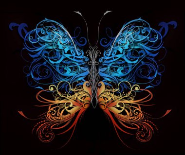 Kelebek soyut şekillerden oluşur.