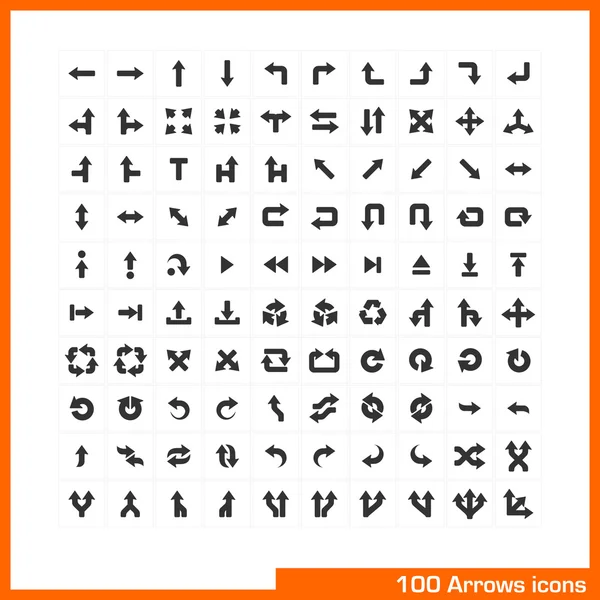 100 arrows icons set. — Stock Vector