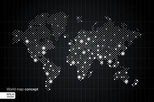Concept de carte du monde stylisé avec les plus grandes villes . — Image vectorielle