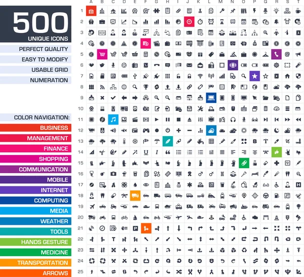 Conjunto de 500 iconos . Ilustraciones de stock libres de derechos