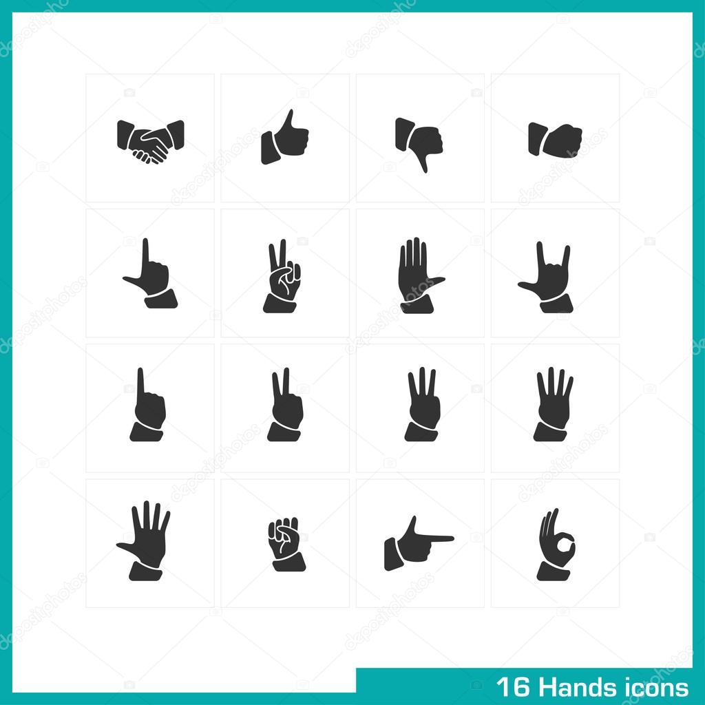 Hands gestures icon set.