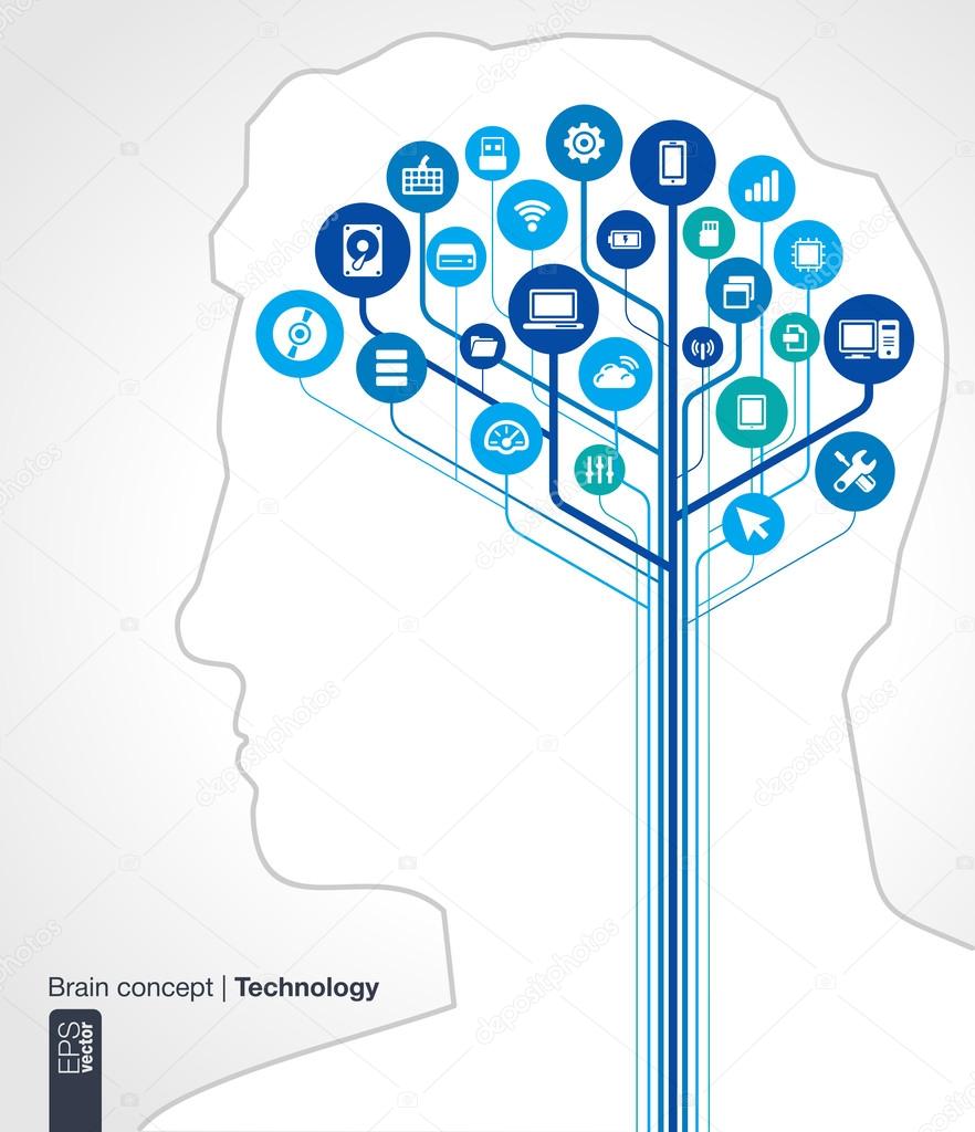 Technology background. Brain concept