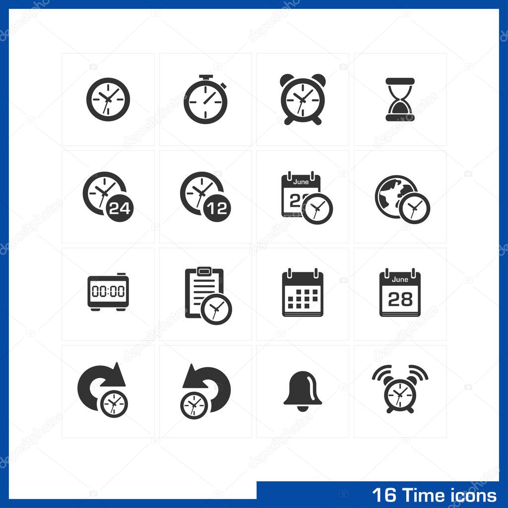 Date and time icons set.