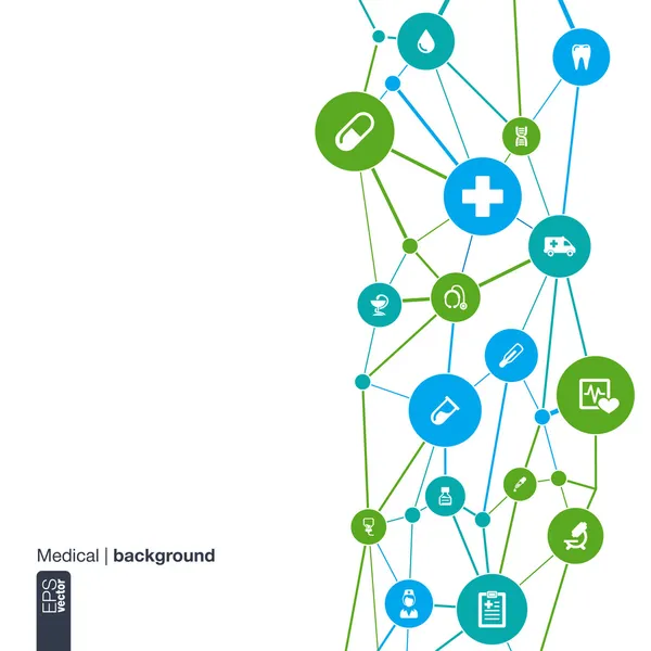 soyut tıp geçmiş çizgiler, daireler ve düz simgeler ile