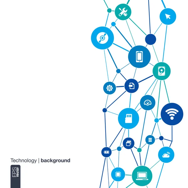 soyut teknolojik altyapı ile çizgiler, daireler ve düz simgeler