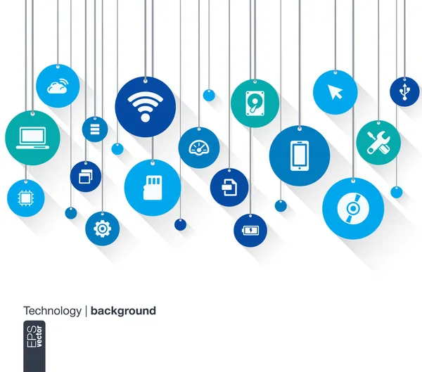 soyut teknolojik altyapı ile çizgiler, daireler ve düz simgeler