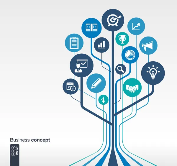 Çizgiler, daireler ve düz simgeler ile arka plan