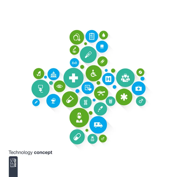 soyut tıp arka plan ile çapraz, daireler ve düz simgeler