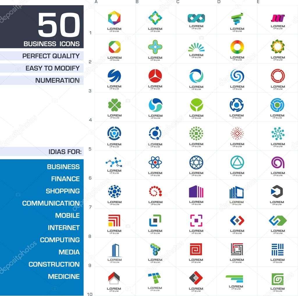 Set of 50 icons for business company