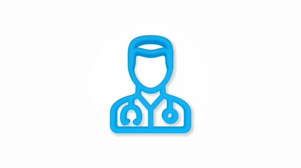 Avatar, Arzt mit Phonendoskop 3D realistische Linie Symbol. Vektorillustration — Stockvektor