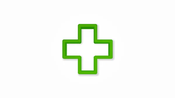 Eerste hulp, apotheek, medisch kruis realistisch icoon. 3D lijn vector illustratie. Bovenaanzicht — Stockvector