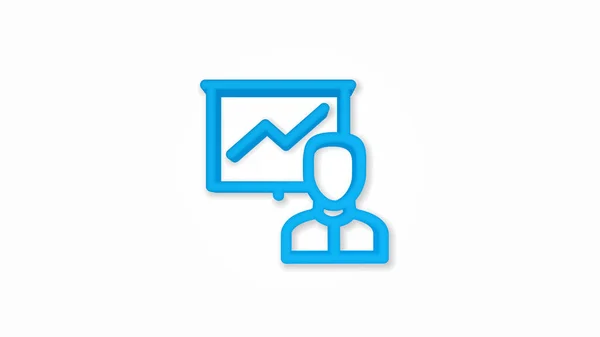 Affärsman på konferens eller presentation, tillväxt diagram, marknadsframgångar realistisk ikon. 3D-linje vektor illustration. Ovanifrån — Stock vektor