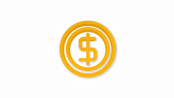 Moneta dollaro, denaro, finanza, moneta icona realistica. Illustrazione vettoriale della linea 3d. Vista dall'alto — Vettoriale Stock