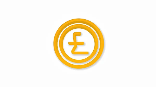 Pound Sterling coin, currency realistic icon. 3d line vector illustration. Top view — Stock Vector