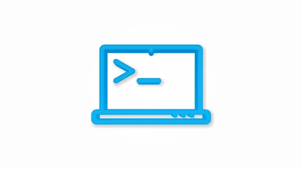 Código de programación en el ordenador portátil, aplicación icono realista. 3d línea vector ilustración. Vista superior — Vector de stock