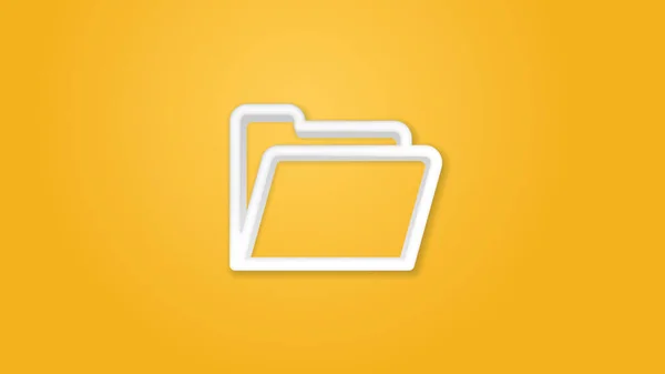 Yellow file folder realistic icon. 3d line vector illustration. Top view — Stock Vector