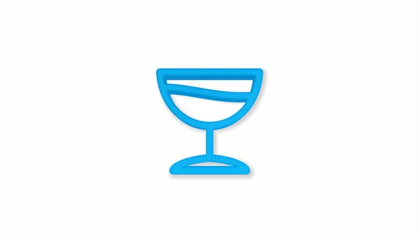 Vin ou verre à cocktail icône réaliste. Illustration vectorielle de ligne 3d. Vue du dessus — Image vectorielle