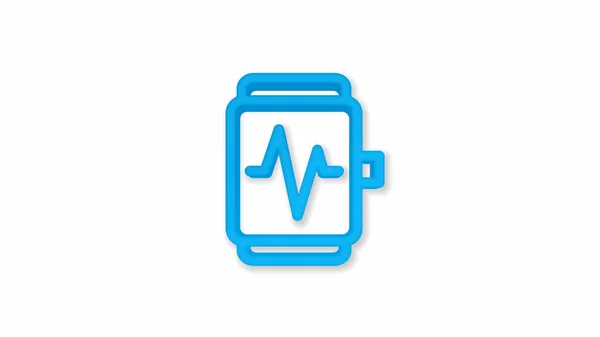 Sport montre intelligente appareil mobile moderne avec écran d'impulsion icône réaliste. Illustration vectorielle de ligne 3d. Vue du dessus — Image vectorielle