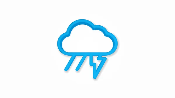 Błyskawica, burza, deszcz i chmura realistyczna ikona. Ilustracja wektora 3D. Widok z góry — Wektor stockowy