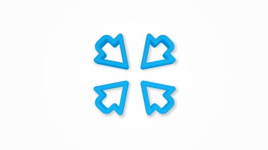 Merkezdeki gerçekçi ikona oklar. 3d çizgi vektör illüstrasyonu. Üst görünüm