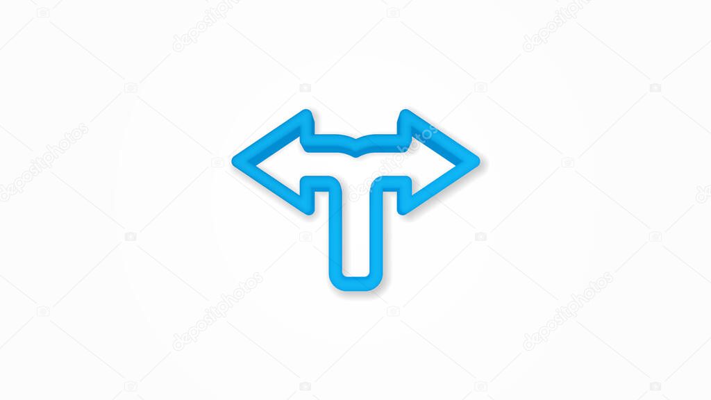 Junction, Separation, two paths, ways realistic icon. 3d line vector illustration. Top view