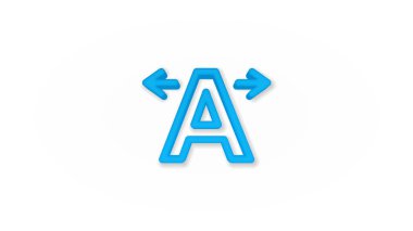 Metin düzenleme, kerning 3d çizgi düz renk simgesi. Gerçekçi vektör çizimi. Pictogram izole edildi. Üst Manzara. Renkli şeffaf gölge tasarımı.