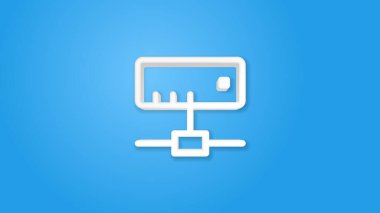 veri merkezi, sunucu 3d çizgi düz renk simgesi. Gerçekçi vektör çizimi. Pictogram izole edildi. Üst Manzara. Renkli şeffaf gölge tasarımı.