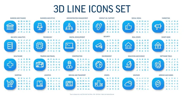 Ilustración Vectorial Iconos Línea Para Negocios Banco Mercado Medios Sociales — Vector de stock