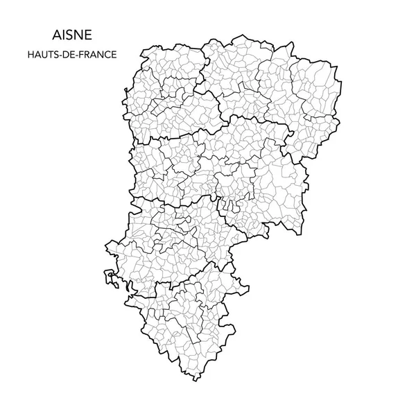 Fransız Aisne Bölümü Nün 2022 Yılı Itibariyle Arrondissements Cantons Belediyelerini — Stok Vektör